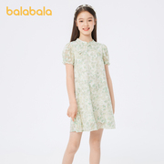 巴拉巴拉儿童连衣裙夏装大童女童裙子，国风中式a型裙时尚甜美可爱