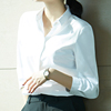 雀后秋装七分袖衬衫女白色职业装正装韩版可中袖衬衣ol工作服