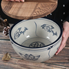 创意老式手工陶瓷盆带盖调料，盆钵钵鸡容器小号，和面盆中式复古加厚