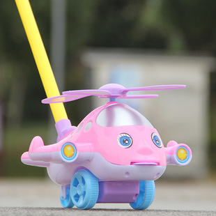 宝宝小飞机学步车手推车儿童，玩具推推乐单杆，响铃婴儿学走路助步车