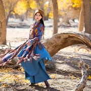 理想三旬女装秋冬西藏青海旅拍民族风蓝色大裙摆，蛋糕牛仔半身裙