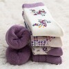 紫色长袜子纯棉袜中筒袜加厚款保暖毛巾袜秋冬季长筒香芋紫袜子