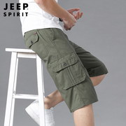 jeep工装纯棉七分裤男士，夏季薄款宽松直筒，中裤多口袋休闲运动短裤