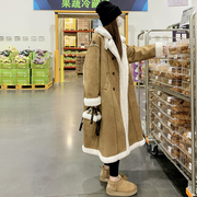 皮毛一体羊羔毛大衣(毛大衣)外套，女冬季长款2023高级感麂皮绒加绒棉服
