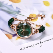 KIMIO带钻细手链手镯手表满钻小巧钢带简约气质女表时尚礼物绿色