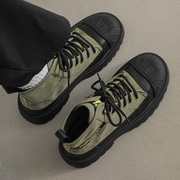 男士马丁靴2024高帮工装靴，贝壳头男靴，夏季厚底户外帆布沙漠靴