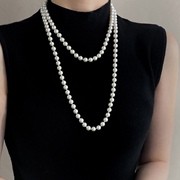 「明珠」长款双层施家珍珠项链轻奢气质高级感颈链锁骨链毛衣链