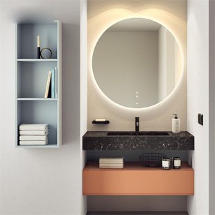 实木浴室柜岩板一体盆卫浴柜现代洗手盆柜组合卫生间北欧洗脸盆柜