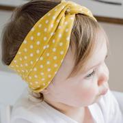 欧美可爱圆点印花交叉发带，婴儿头饰棉布儿童发饰头带