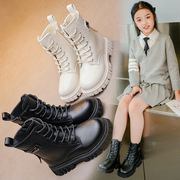 儿童马丁靴女童靴子2023小女孩单靴英伦加绒棉靴学生冬靴11岁