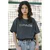 珍妮宇航局复古短袖t恤女夏季液态金属字母印花小个子慵懒风上衣