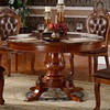 欧式实木餐桌椅组合圆形饭桌实木雕花带转盘餐桌1.8米大
