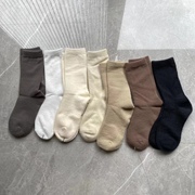 韩国发热绒袜子中筒袜水貂绒，加厚加厚地板，袜秋冬咖色ins潮保暖袜