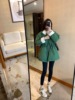 中长款立领羽绒棉服女2023秋冬季高级设计感炸街绿色棉衣外套