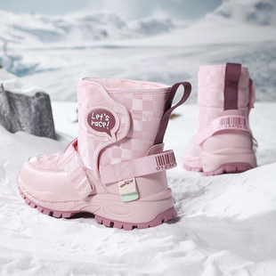 女童雪地靴2023冬季防滑儿童保暖加绒加厚冬靴小女孩防水棉靴
