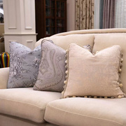 美式皮沙发抱枕靠垫套复古进口靠枕样板房法国素描灰蓝色套装组合