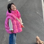 韩国童装儿童男女童中大童白鸭绒羽绒服马甲冬季纯色高龄外套潮