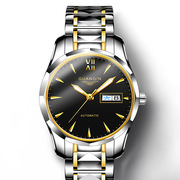 品牌女士手表钨钢男表夜光机械手，瑞士日历商务，真皮精钢国产腕表