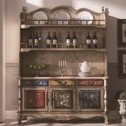 美式实木彩绘餐边柜家用靠墙，储物柜小户型酒柜，玄关柜客厅茶水柜