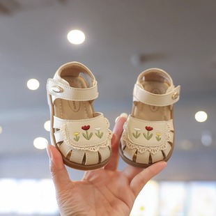 女童凉鞋女宝宝鞋子，夏季小童公主鞋女孩1一3岁婴儿学步鞋包头软底