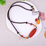 天然四川南红玛瑙雕刻天珠项链，民族风女款礼物小众轻奢高级感设计