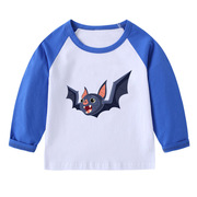 蝙蝠图案长袖T恤男童上衣服女孩子打底衫儿童宝宝表演春秋万圣节
