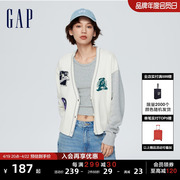 gap女装春季2024logo纯色宽松针织，开衫时尚洋气毛衣873686