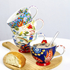 欧美客手绘陶瓷早餐杯大容量咖啡杯马克杯釉下彩杯子燕麦个性浮雕