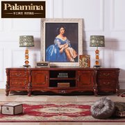 帕拉美娜 欧式电视柜 实木雕花地柜 美式别墅 2.4米电视柜