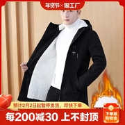 男士外套秋冬季2024夹克，韩版加绒加厚中长款风衣棉袄男生少年