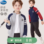 迪士尼男童外套儿童棒球服春装，2024大童休闲卫衣夹克秋季童装