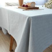 现代简约日式条纹桌布布艺长方形茶几纯色素色棉麻桌布方形餐桌布