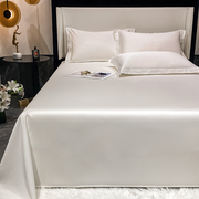 高级感纯棉床单单件100全棉简约酒店白色双人床被单枕套三件套1.5