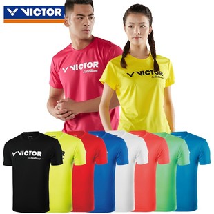 夏季victor胜利羽毛球服短袖男款维克多T恤透气速干跑步运动服女