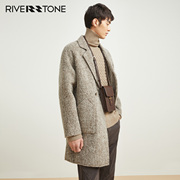 rs流石男装高端中长款双面呢大衣，冬季宽松羊毛时尚，高级感外套男士