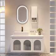 简约小户型岩板pvc浴室柜，卫生间洗手脸洗漱池台上盆，智能镜柜组合