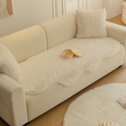 仿兔毛绒沙发垫不规则，异形坐垫子皮沙发专用冬季加厚毛绒沙发盖布