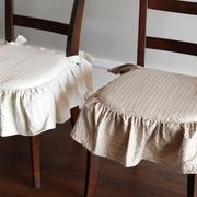 美式欧式餐椅垫亚麻纯棉加厚椅子，套公主裙摆，椅子坐垫可拆洗椅子垫