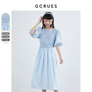 gcrues法式泡泡袖连衣裙2024夏季气质小裙子两件套中长款女装