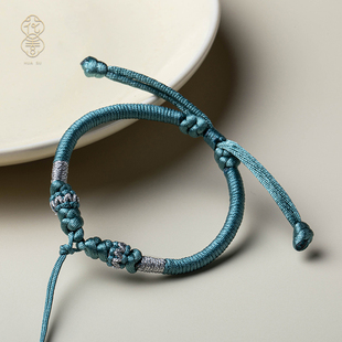 花素编织手绳半成品可穿珠，貔貅吊坠蜜蜡3d硬金本命年手链绳子diy