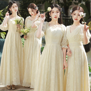 香槟色伴娘服长款2023夏季婚礼姐妹团礼服裙气质学生演出服女