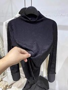 新中式半高领黑色打底衫2024女春秋国风长袖T恤内搭上衣洋气