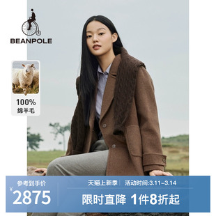 BEANPOLE滨波 秋季女士直筒保暖100%绵羊毛毛呢大衣外套