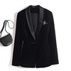 高级感金丝绒西装外套女长袖修身收腰显瘦通勤OL职业气质黑色西服