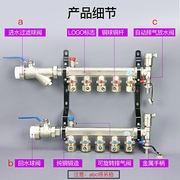 厂促厂促厂分水器全铜分水器地暖分水器一体，6分热地暖管地支集家
