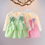 女童连衣裙春秋季儿童吊带，花朵公主裙，0-1-2-3岁宝宝小女孩裙子