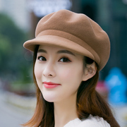 帽子女士韩版秋冬季羊毛呢，贝雷帽英伦气质，时尚百搭鸭舌八角帽礼帽