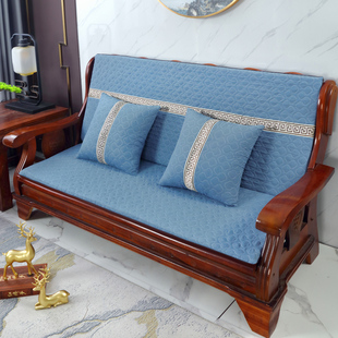 中式红木沙发垫加厚海绵实木，沙发坐垫带靠背连体三人椅垫防滑