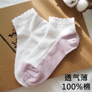 女孩袜子儿童白袜100%纯棉夏季女童防臭大童白色学生袜子网眼薄款