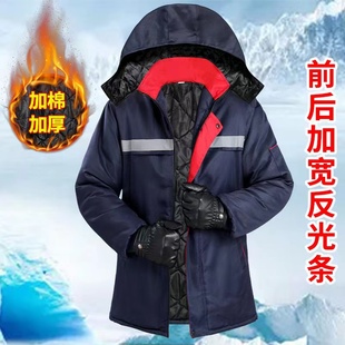 冬季棉服加厚防寒电焊棉袄，户外时尚多口袋防风，休闲反光条夹克棉衣